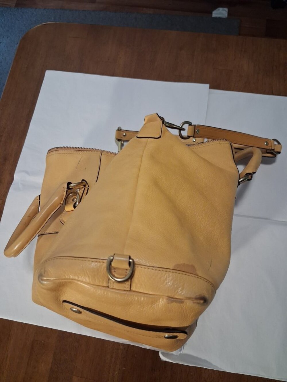 Coach Tan Leather Satchel Shoulder Bag Large Carryall